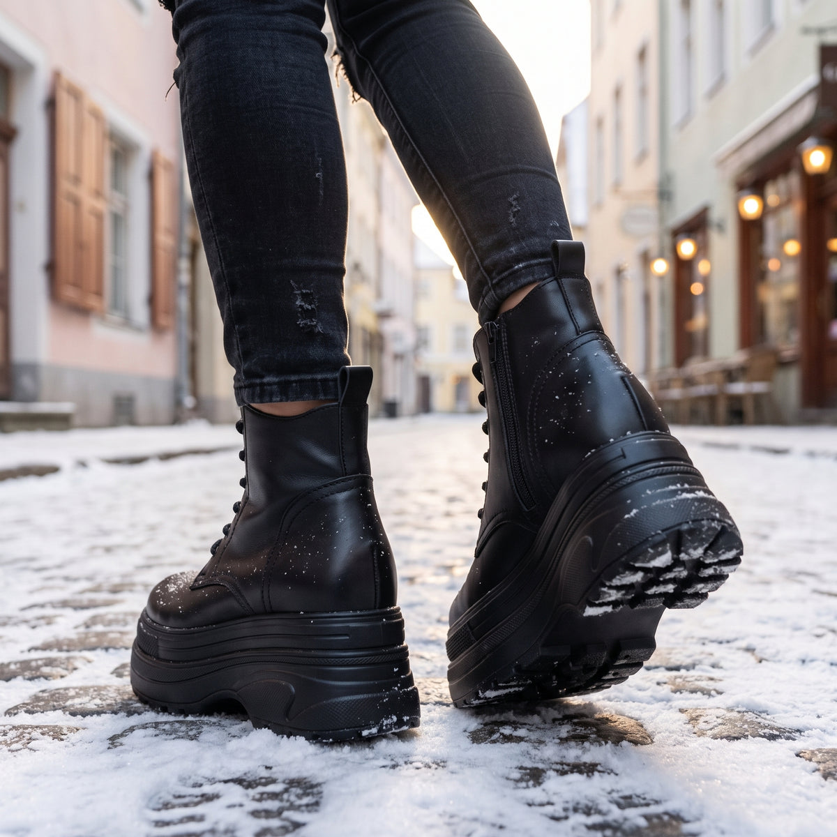 Onyx Leather Combat Boots | +4.3" (11cm)