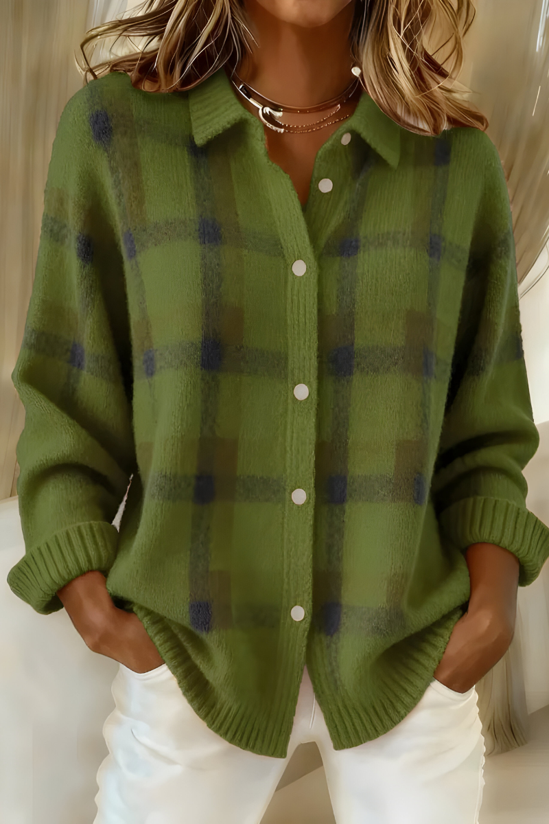Dames Cardigan met Ruitpatroon – Comfortabele Elegante Vest voor Elke Dag