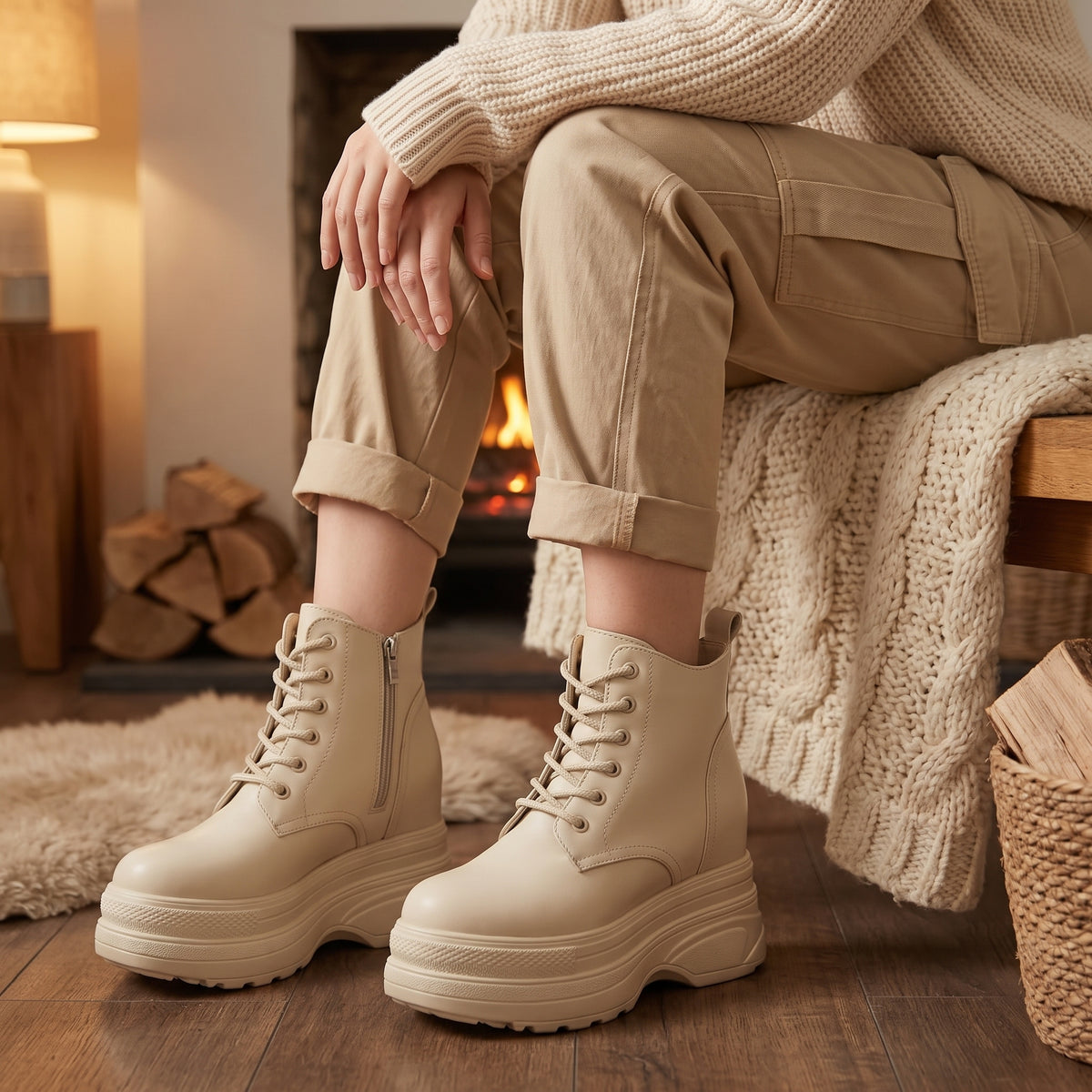 Onyx Leather Combat Boots | +4.3" (11cm)