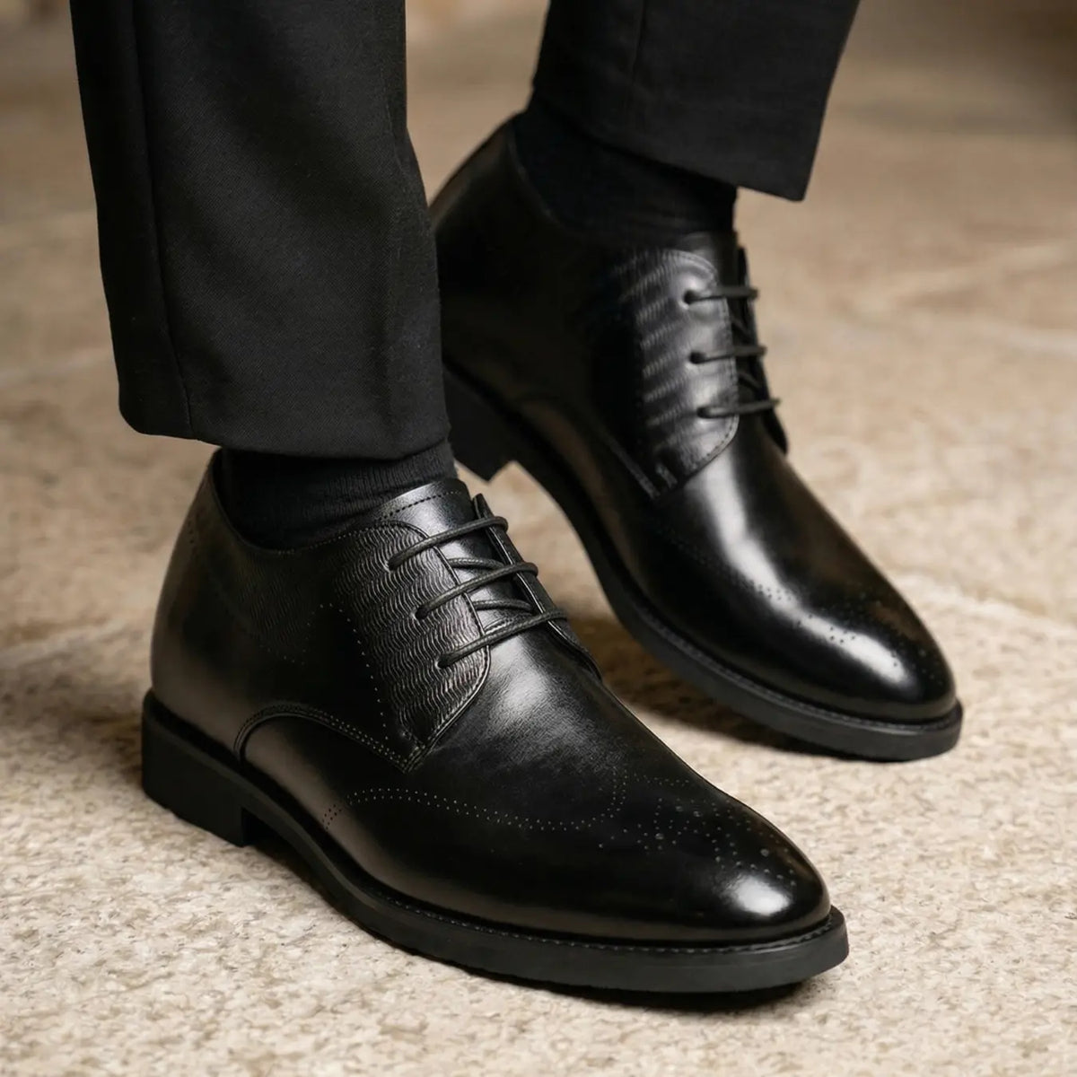 Men’s Leather Lace Up Formal Oxford Elevator Shoes 3.1" (8cm)