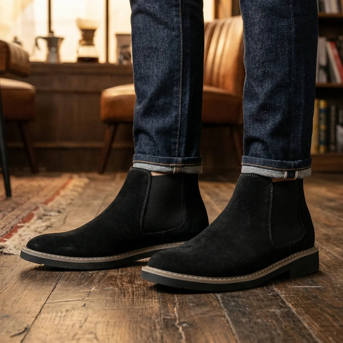 Men’s Suede Chelsea Ankle Boots Height Increasing | +2.4" (6cm)