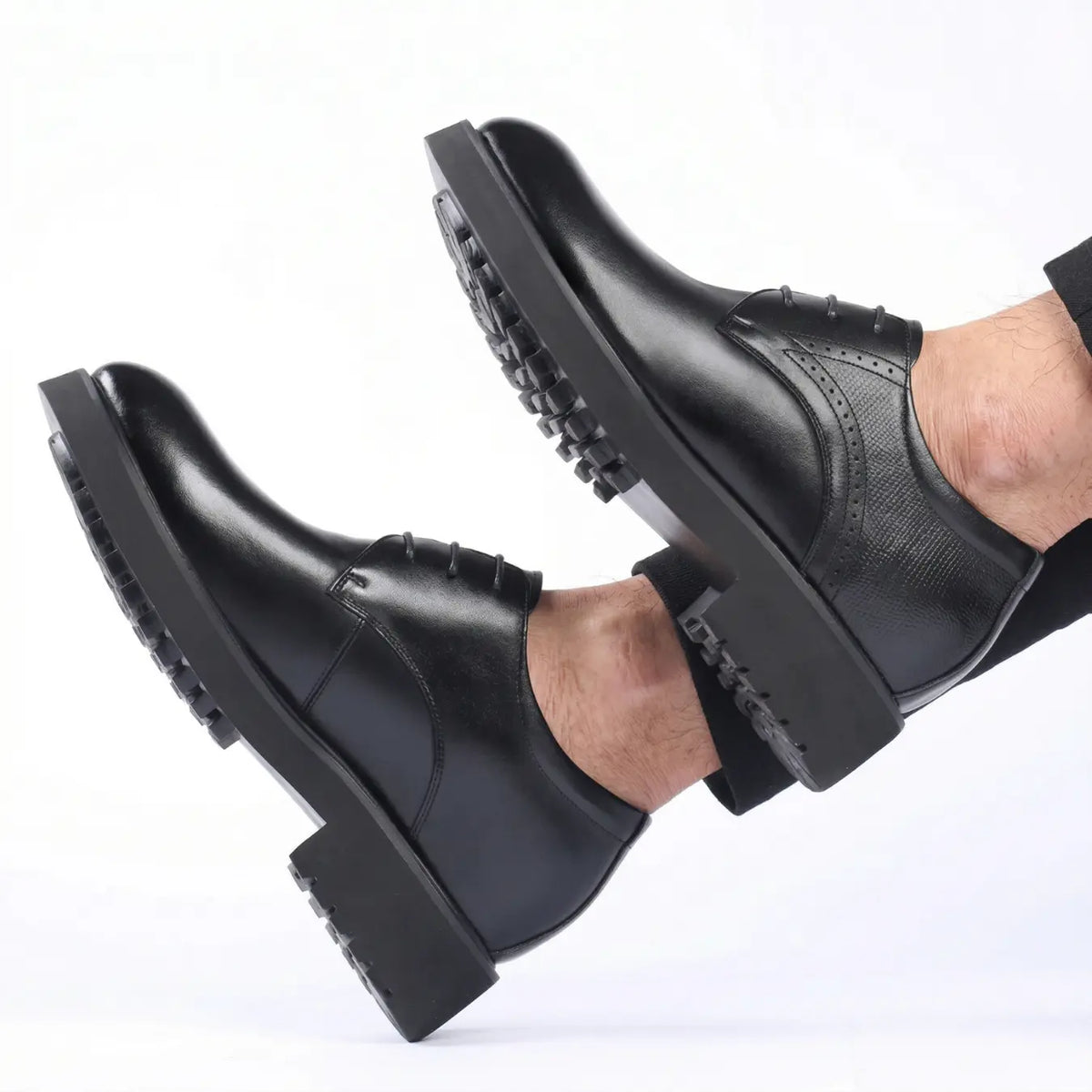 Men’s Leather Lace Up Lug Sole Elevator Dress Shoes | +3" (8cm)