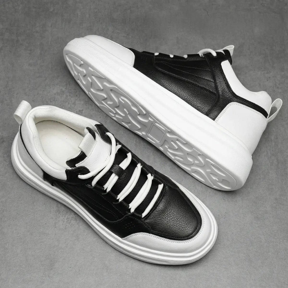 Men’s Leather High Top Casual Sneakers Height Increasing Shoes | +3.1" (8cm)