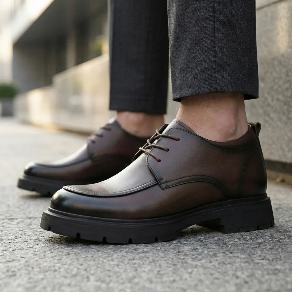 Men’s Leather Formal Lace Up Derby Elevator Shoes | +3.1" (8cm)