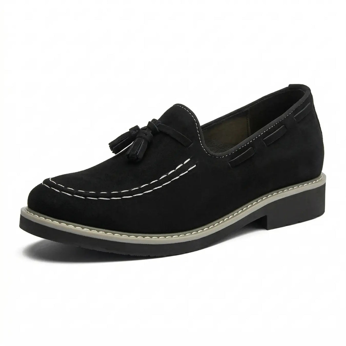 Men’s Suede Tassel Loafers Elevator Shoes Height Increasing | +3.1" (8cm)
