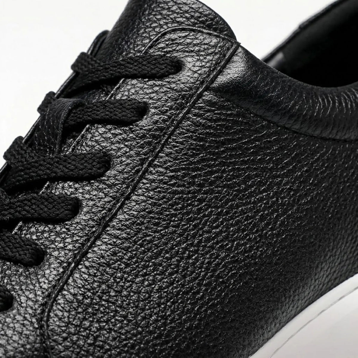 Men's Black Leather Height Increasing Casual Sneakers | +6cm