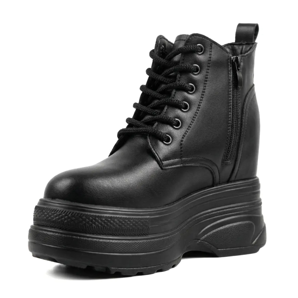 Onyx Leather Combat Boots | +4.3" (11cm)