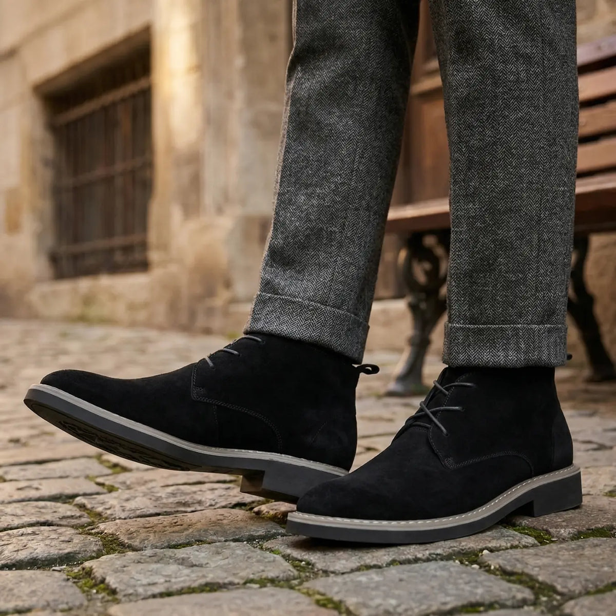 Men’s Suede Casual Chukka Boots Elevator Shoes | +2.4" (6cm)