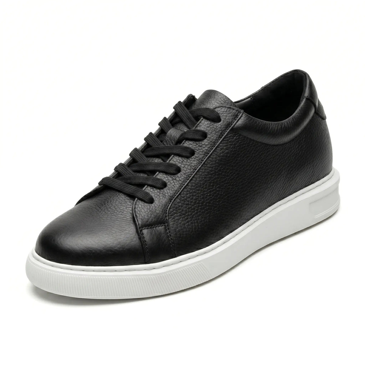 Men's Black Leather Height Increasing Casual Sneakers | +6cm