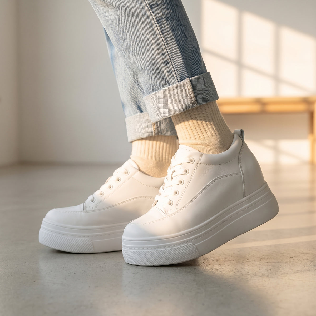 Essence Leather Sneakers | +3.1" (8cm)