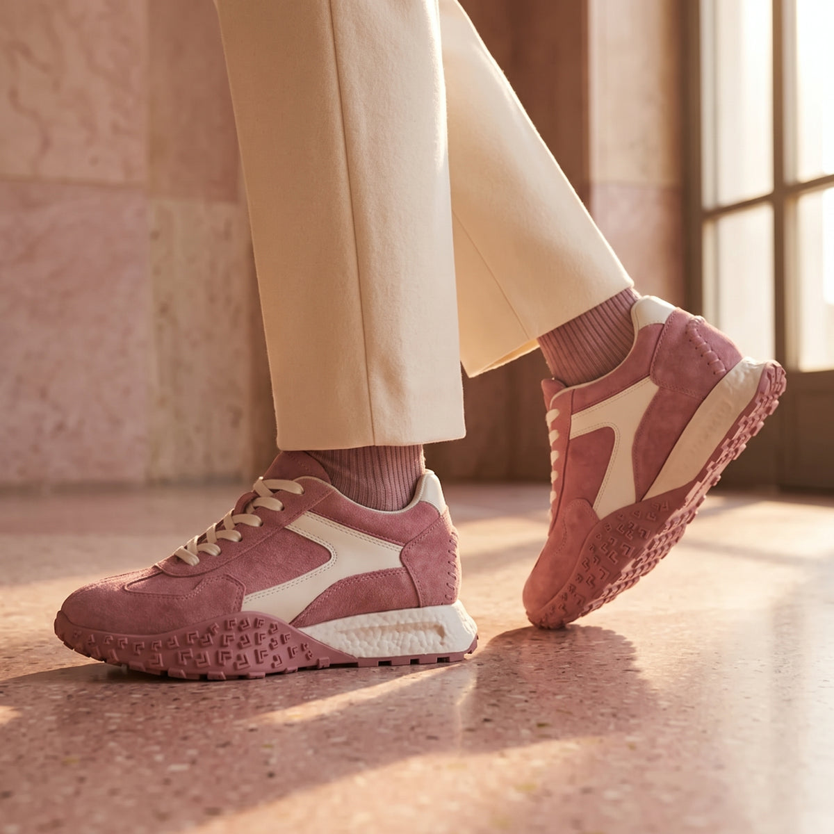 Crystal Suede Running Sneakers | +2.8" (7cm)