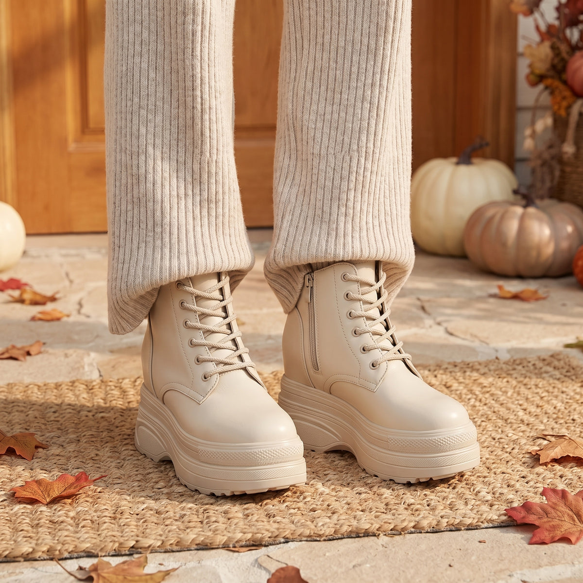 Onyx Leather Combat Boots | +4.3" (11cm)