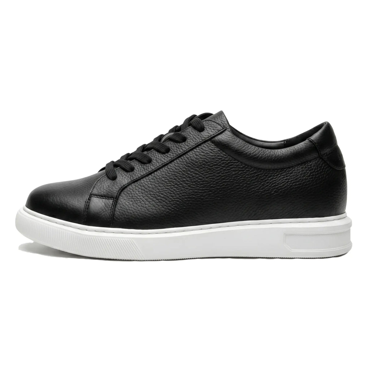 Men's Black Leather Height Increasing Casual Sneakers | +6cm