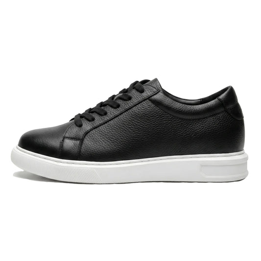 Men's Black Leather Height Increasing Casual Sneakers | +6cm