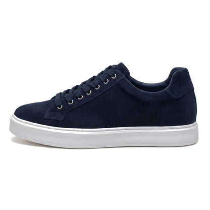 Men's Navy Suede Height Increasing Casual Sneakers | +6cm