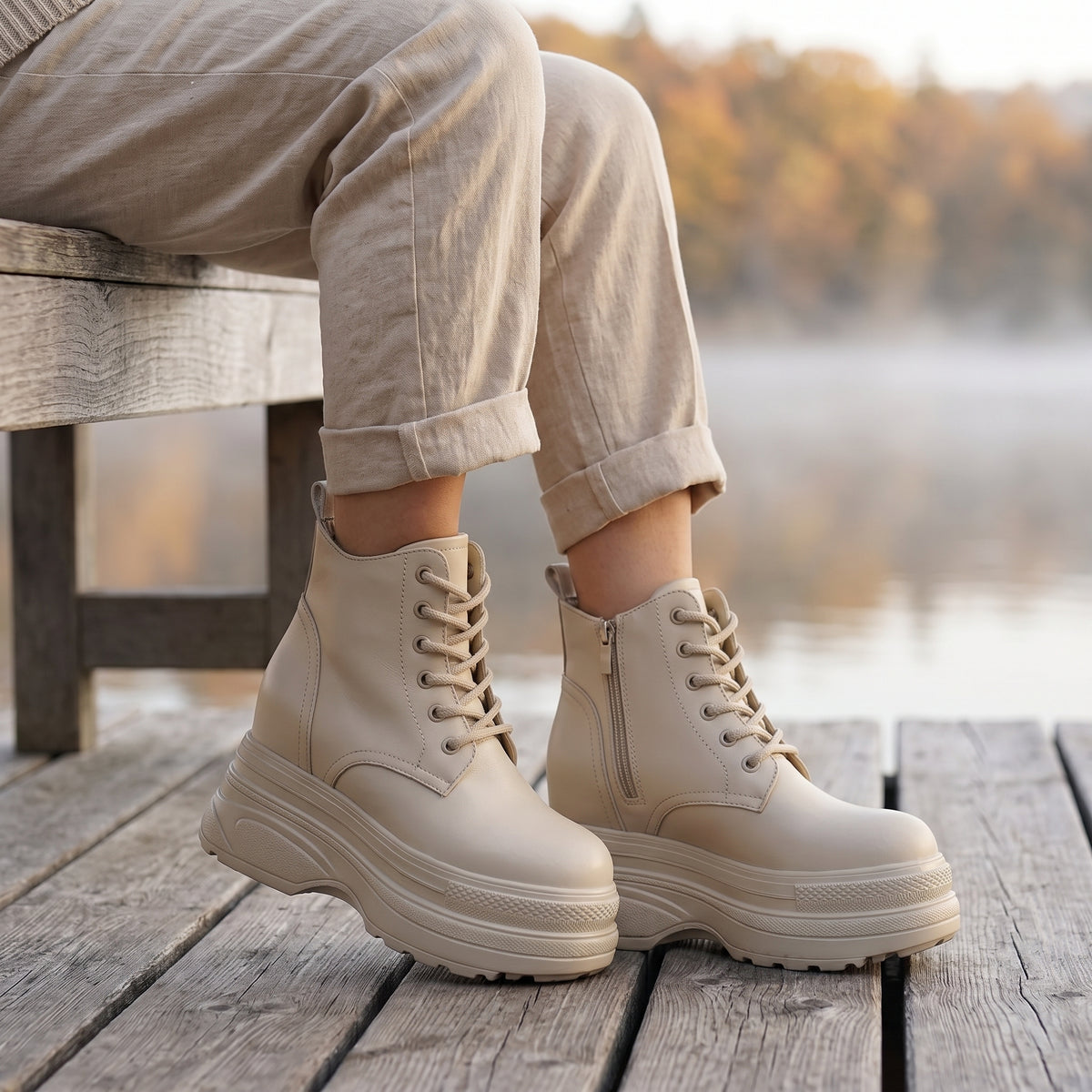 Onyx Leather Combat Boots | +4.3" (11cm)