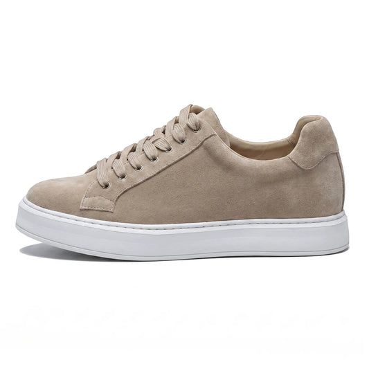 Men's Beige Height Increasing Casual Sneakers | +6cm