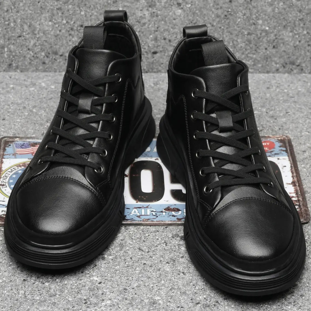 Men’s Leather High Top Casual Height Increasing Sneakers | +2.4" (6cm)