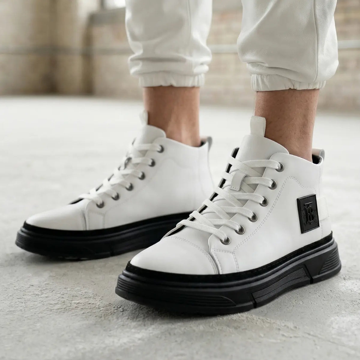 Men’s Leather High Top Casual Height Increasing Sneakers | +2.4" (6cm)