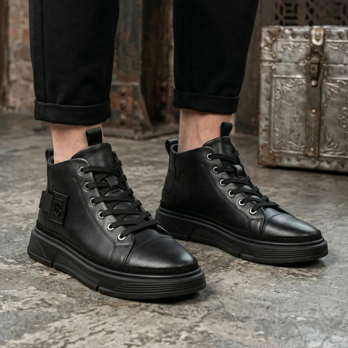Men’s Leather High Top Casual Height Increasing Sneakers | +2.4" (6cm)