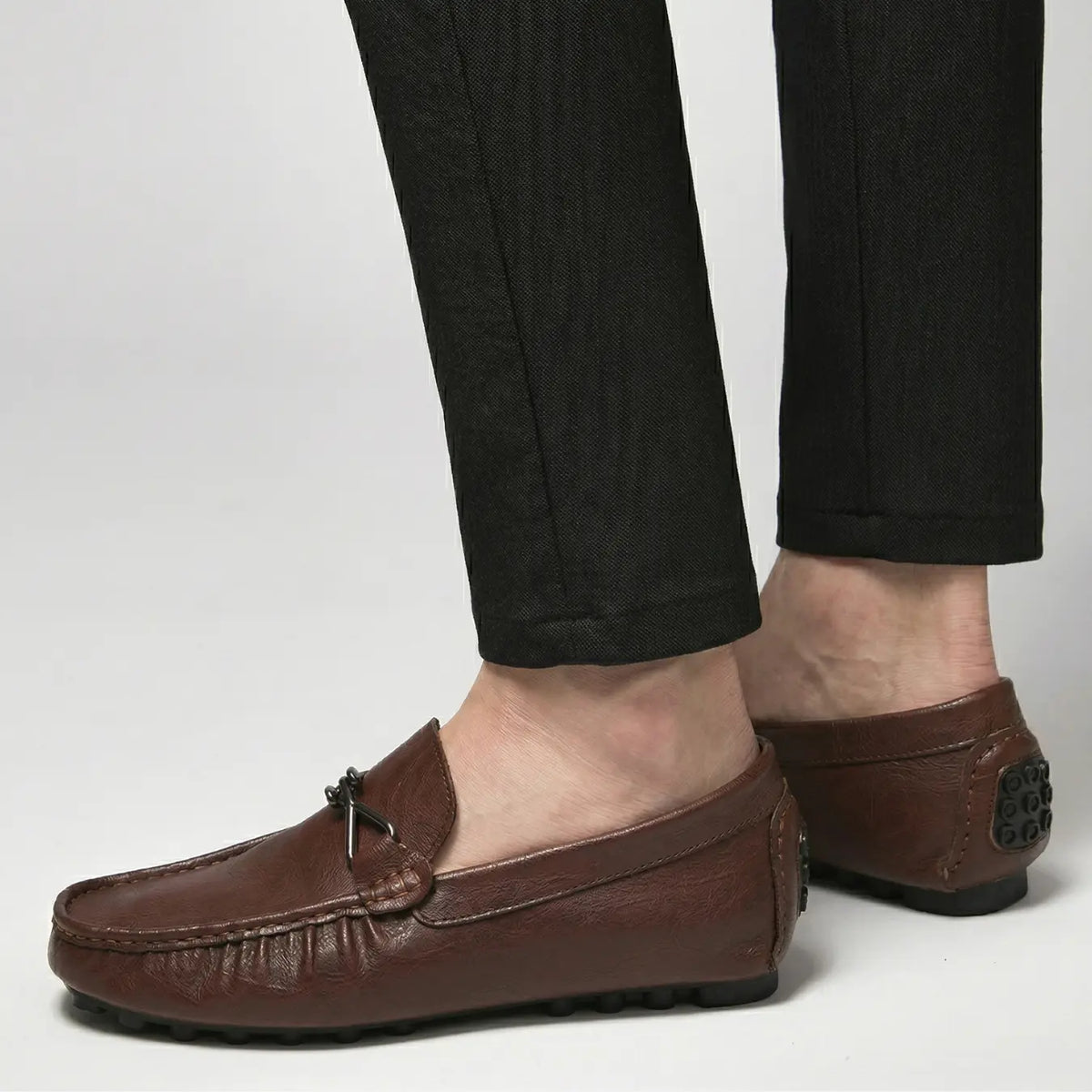 Men’s Leather Buckle Loafers Height Increasing Shoes | +2.4" (6cm)
