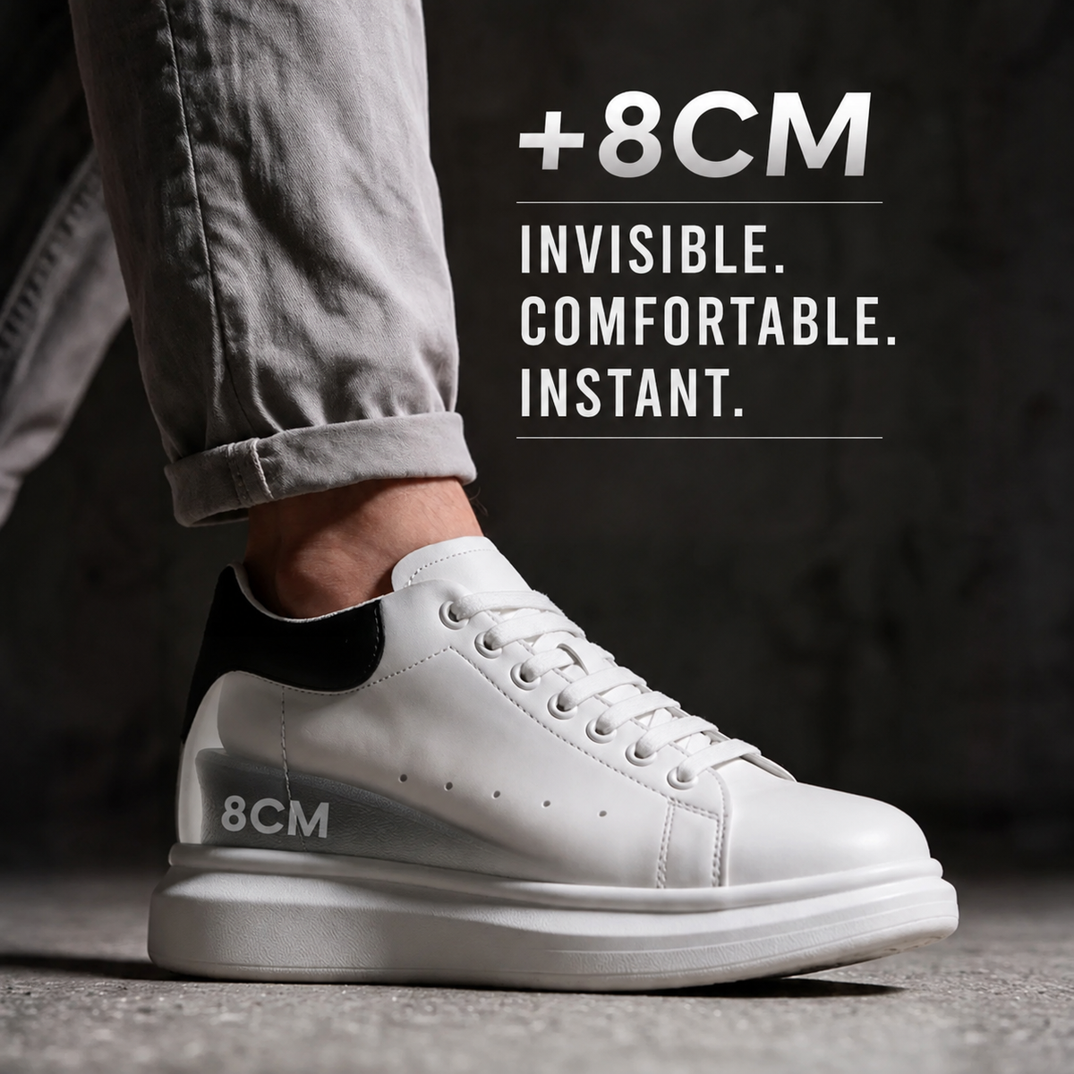 Men’s Leather Casual Lace Up Elevator Sneakers | +2.4" (6cm)