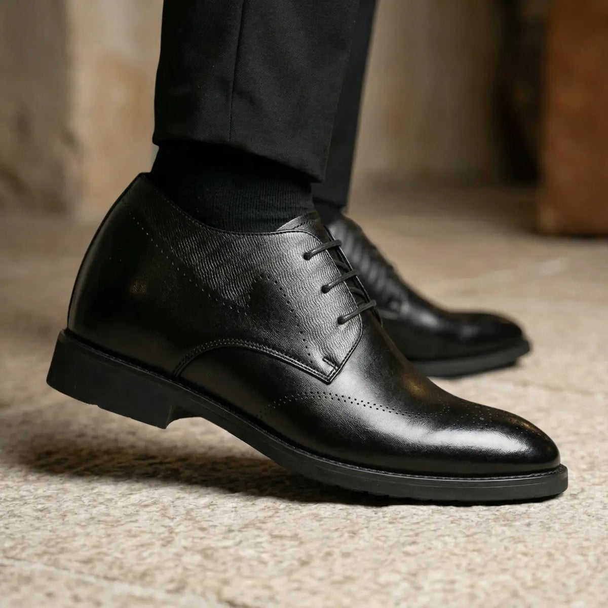 Men’s Leather Lace Up Formal Oxford Elevator Shoes 3.1" (8cm)