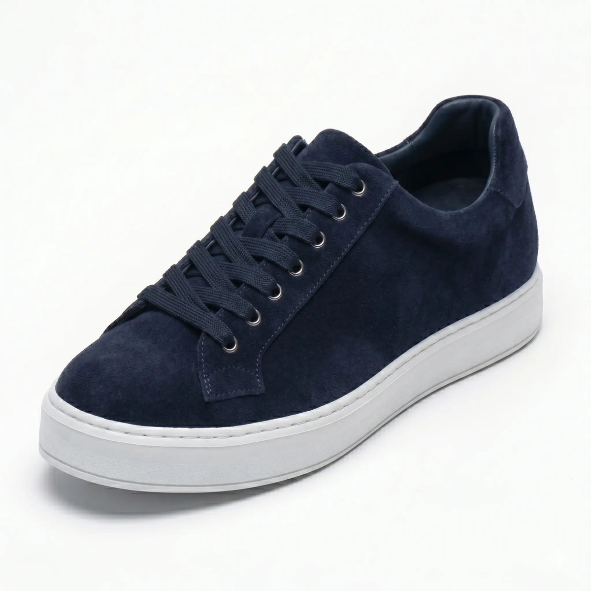 Men's Navy Suede Height Increasing Casual Sneakers | +6cm