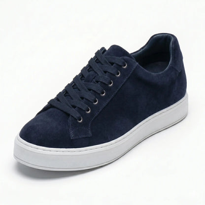 Men's Navy Suede Height Increasing Casual Sneakers | +6cm