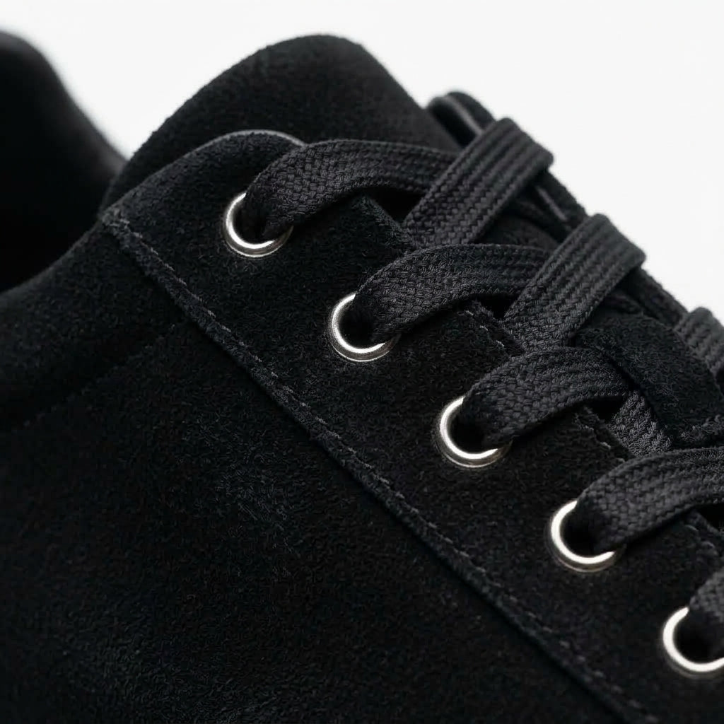 Men's Black Suede Height Increasing Casual Sneakers | +6cm
