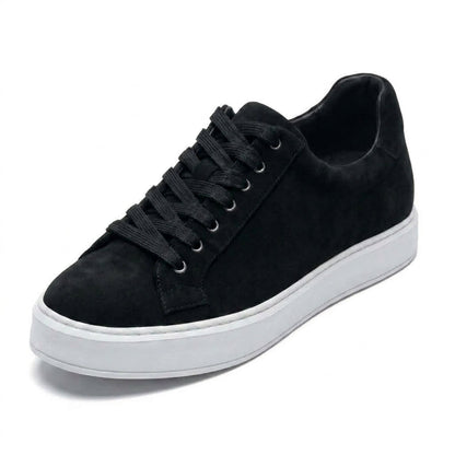 Men's Black Suede Height Increasing Casual Sneakers | +6cm