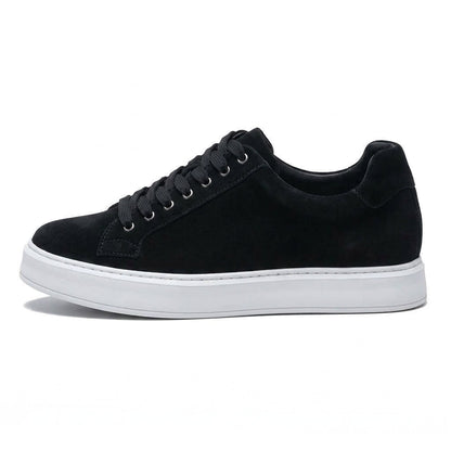 Men's Black Suede Height Increasing Casual Sneakers | +6cm