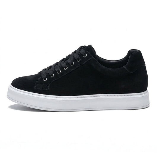 Men's Black Suede Height Increasing Casual Sneakers | +6cm