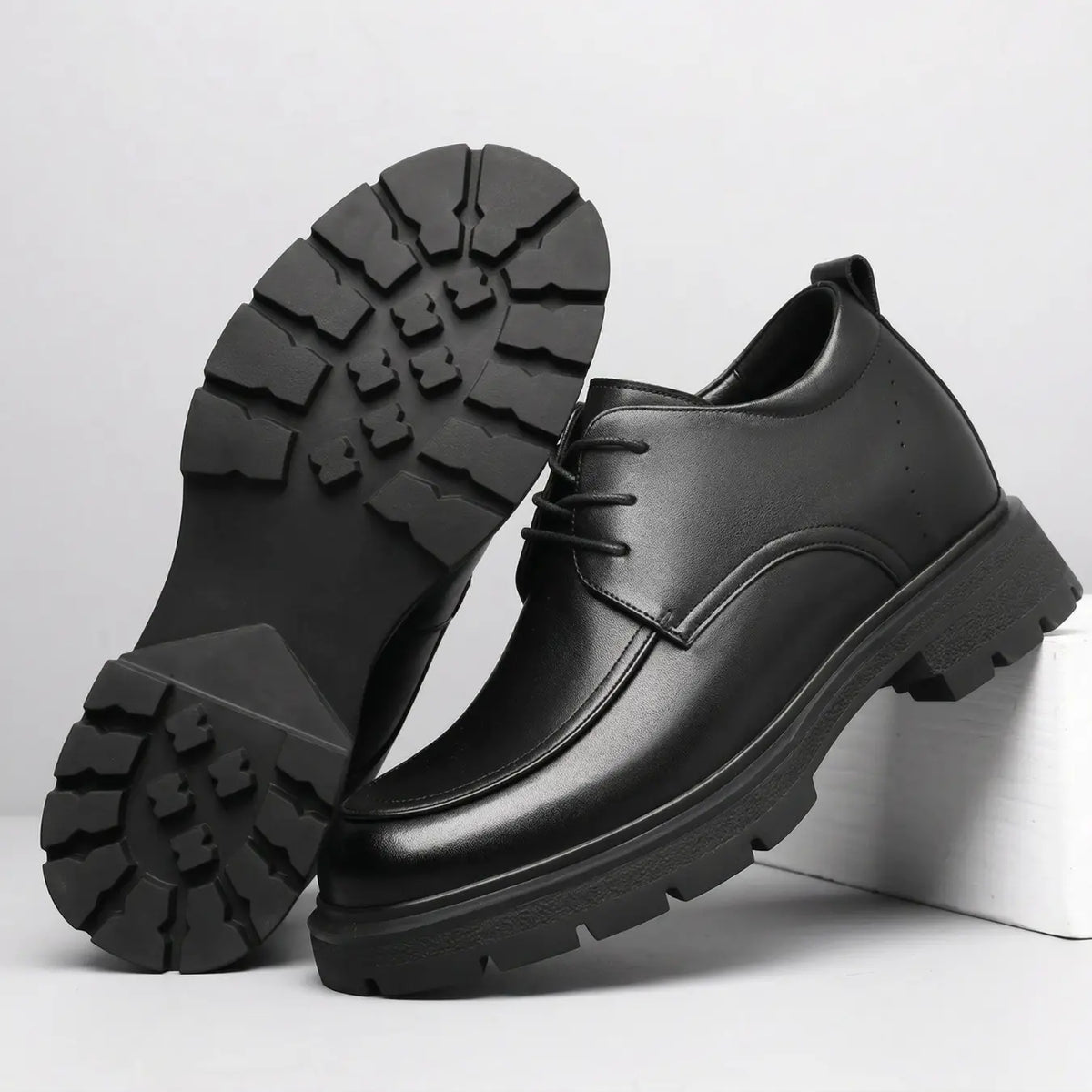 Men’s Leather Formal Lace Up Derby Elevator Shoes | +3.1" (8cm)