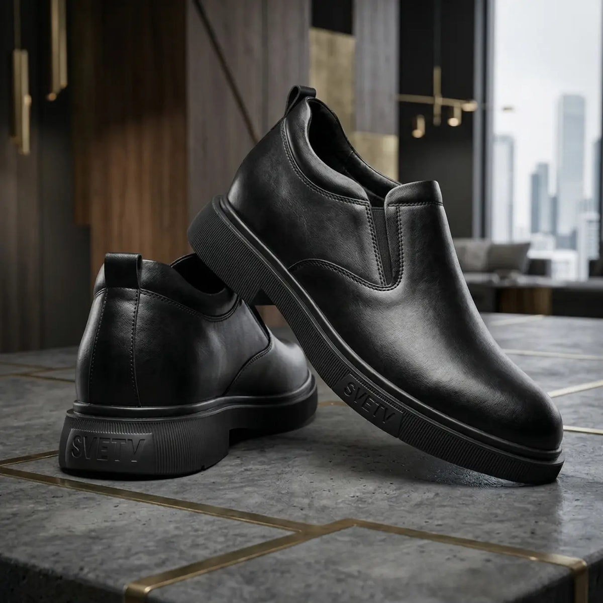 Men’s Leather Slip On Dress Shoes Height Increasing | +3.1" (8cm)
