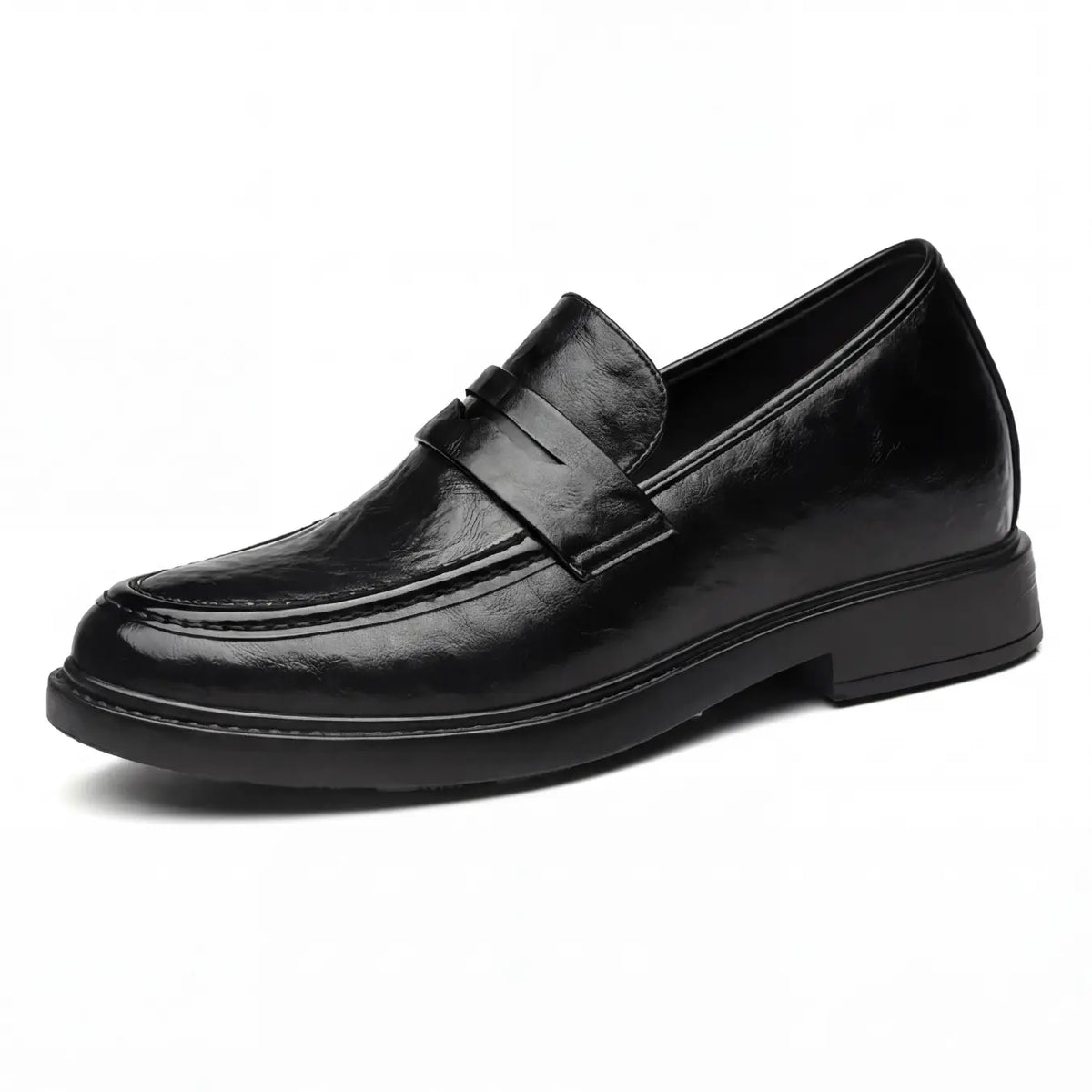 Men’s Black Leather Penny Loafers Elevator Shoes | +3.1" (8cm)