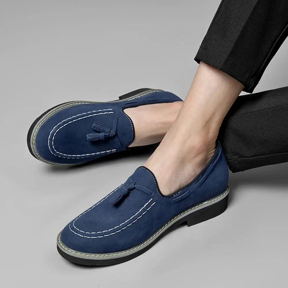 Men’s Suede Tassel Loafers Elevator Shoes Height Increasing | +3.1" (8cm)