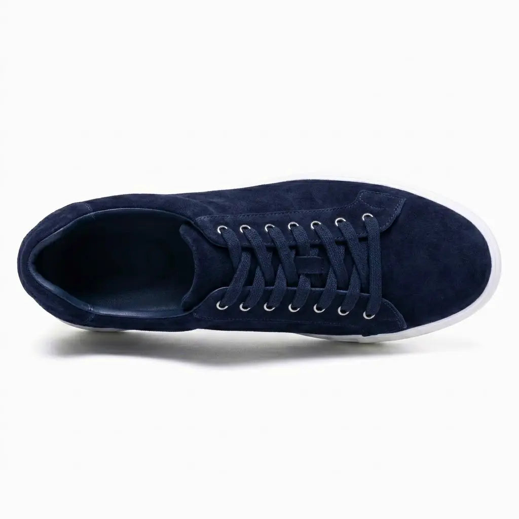Men's Navy Suede Height Increasing Casual Sneakers | +6cm