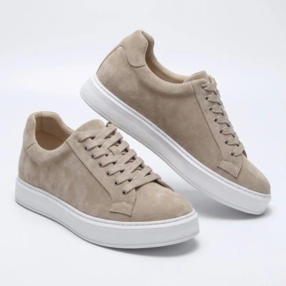 Men's Beige Height Increasing Casual Sneakers | +6cm