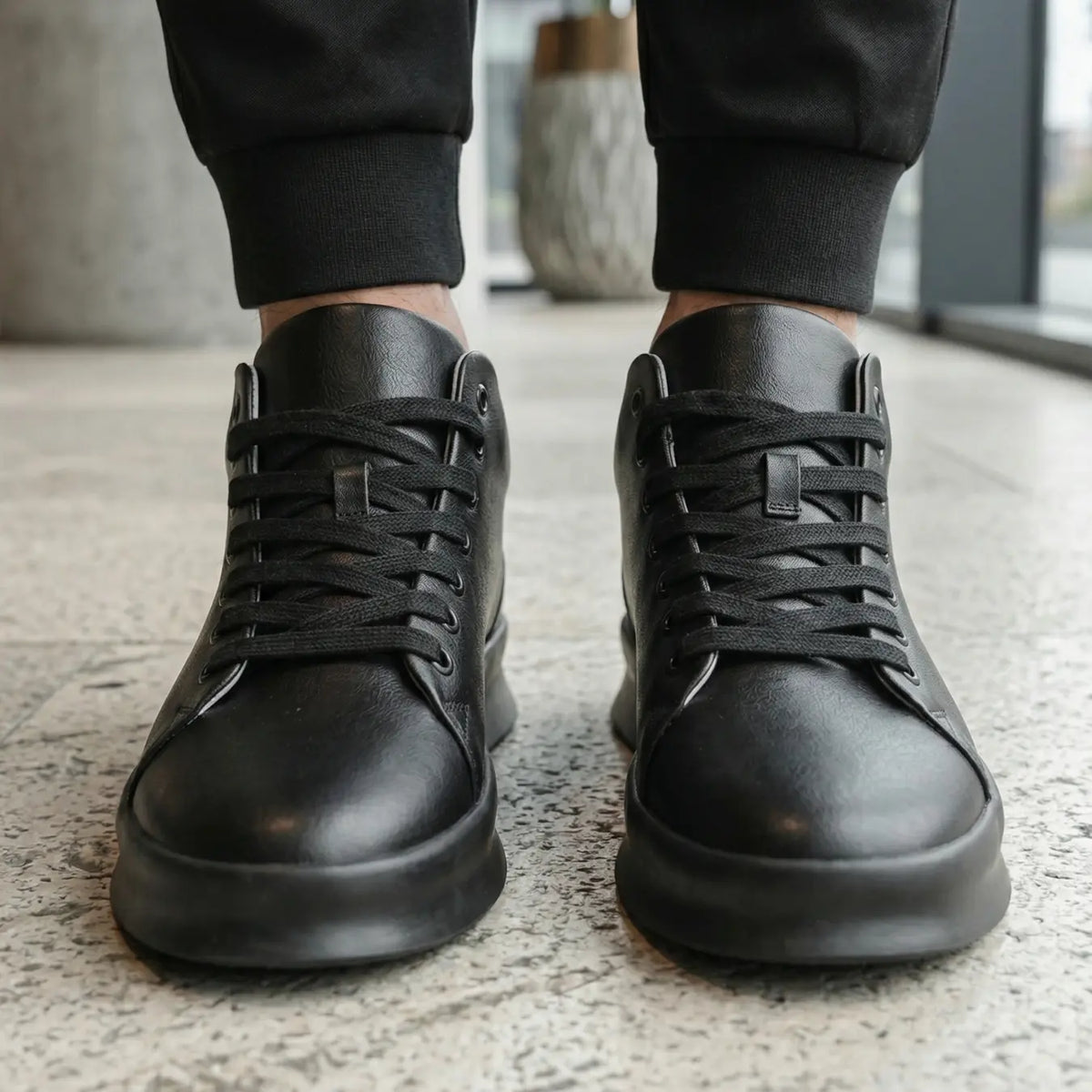 Men’s Leather High Top Casual Sneakers Height Increasing | +3.1" (8cm)