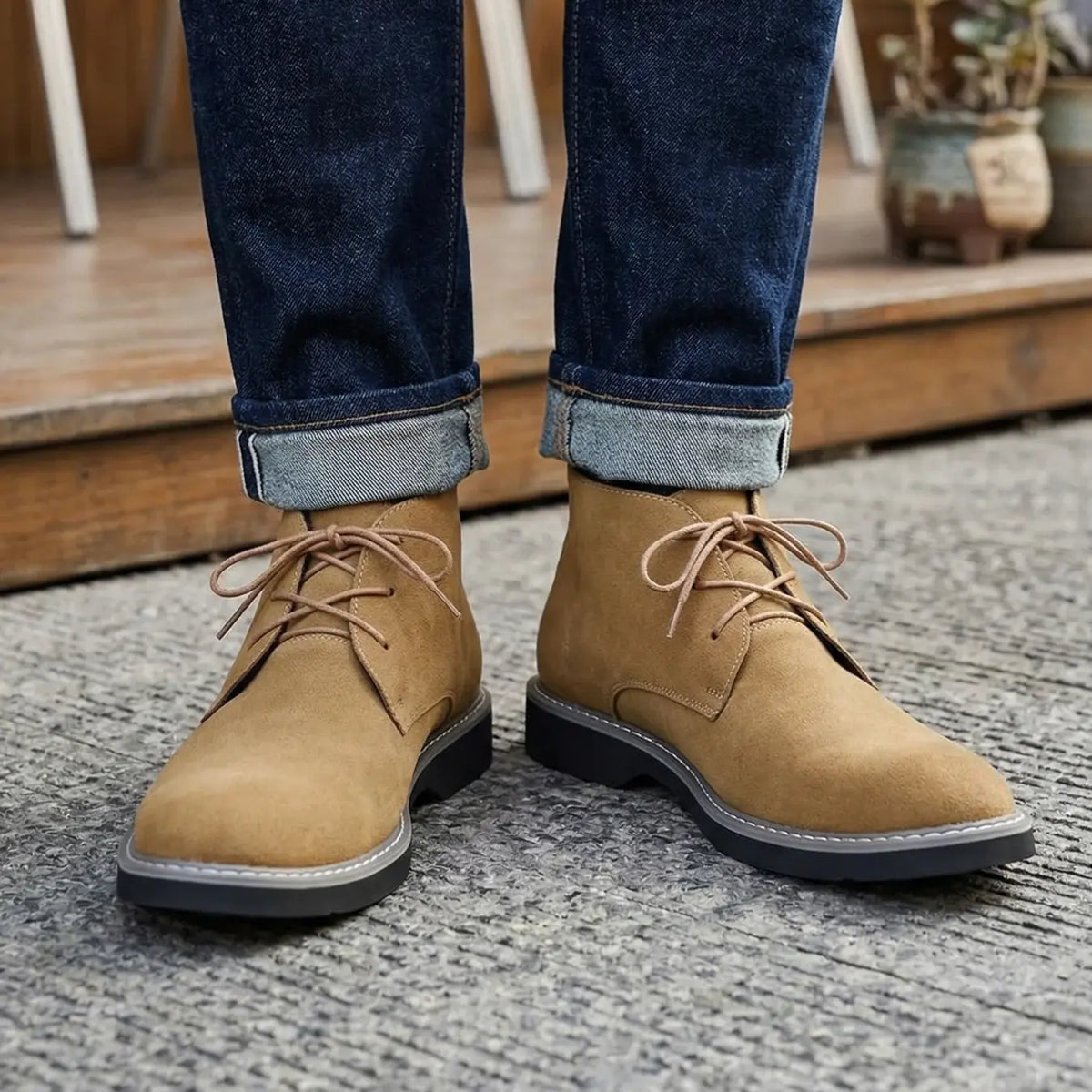 Men’s Suede Casual Chukka Boots Elevator Shoes | +2.4" (6cm)