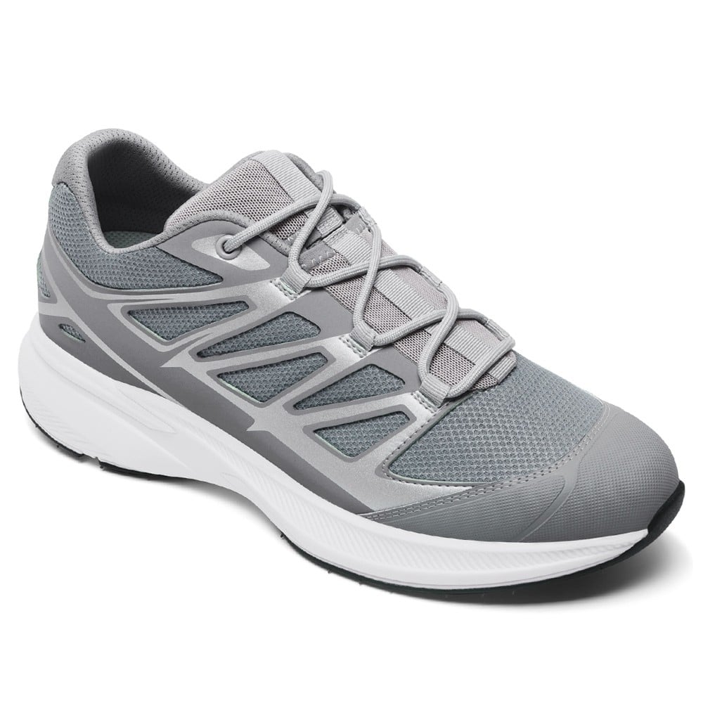 Men's Gray Mesh Running Sneakers Elevator Sports Shoes | +7cm