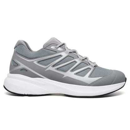Men's Gray Mesh Running Sneakers Elevator Sports Shoes | +7cm