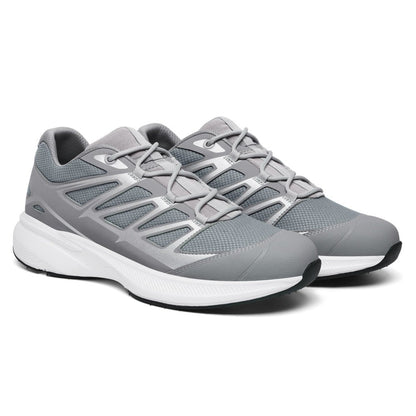 Men's Gray Mesh Running Sneakers Elevator Sports Shoes | +7cm
