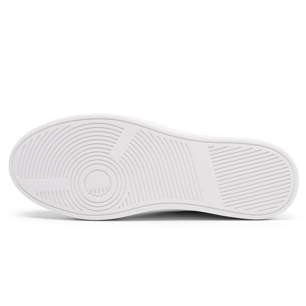 Men's White Leather Height Increasing Sneakers | +7cm
