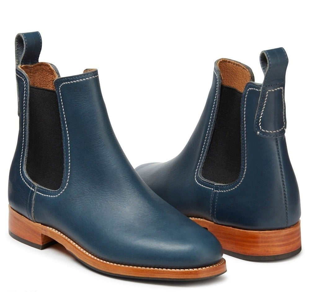 Men's Blue Leather Chelsea Elevator Boots | +7cm