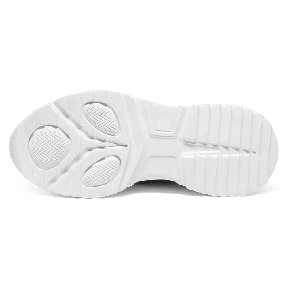 Men's White Navy High Top Elevator Sneakers | +10cm
