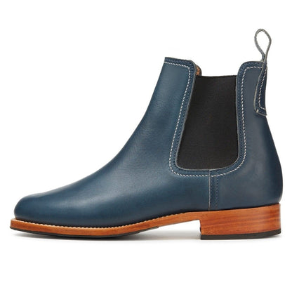 Men's Blue Leather Chelsea Elevator Boots | +7cm