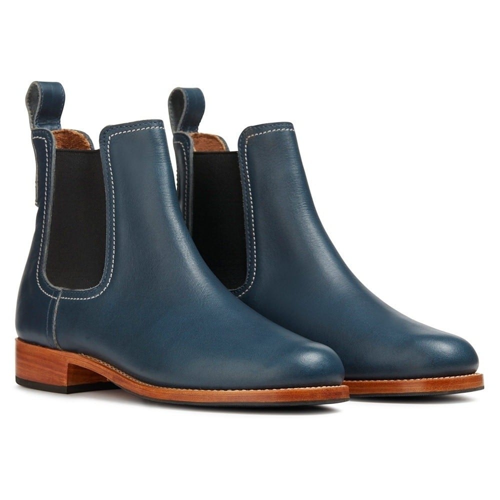 Men's Blue Leather Chelsea Elevator Boots | +7cm