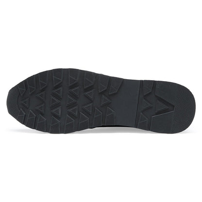 Men's Black Leather Elevator Sneakers Casual Running Shoes | + 8cm